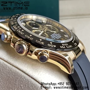 Rolex Daytona 116518 BTF 1:1 Best Edition Black Diamonds Dial on Oysterflex Rubber Strap SA4130 V2 - Super Clone Watch | 1:1 Best Version