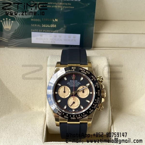 Rolex Daytona 116518 BTF 1:1 Best Edition Paul Newman Schwarz/YG Zifferblatt auf Oysterflex Kautschukband SA4130 V2 - Super Clone Watch | 1:1 Best Version