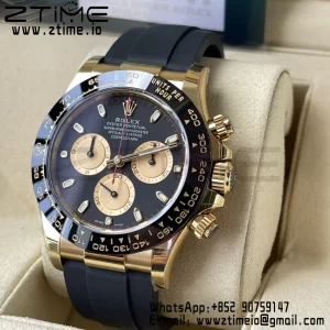 Rolex Daytona 116518 BTF 1:1 Best Edition Paul Newman Schwarz/YG Zifferblatt auf Oysterflex Kautschukband SA4130 V2 - Super Clone Watch | 1:1 Best Version