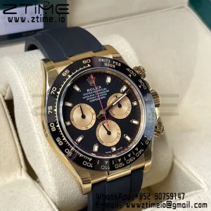 Rolex Daytona 116518 BTF 1:1 Best Edition Paul Newman Schwarz/YG Zifferblatt auf Oysterflex Kautschukband SA4130 V2 - Super Clone Watch | 1:1 Best Version