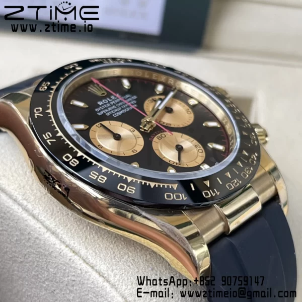 Rolex Daytona 116518 BTF 1:1 Best Edition Paul Newman Schwarz/YG Zifferblatt auf Oysterflex Kautschukband SA4130 V2 - Super Clone Watch | 1:1 Best Version
