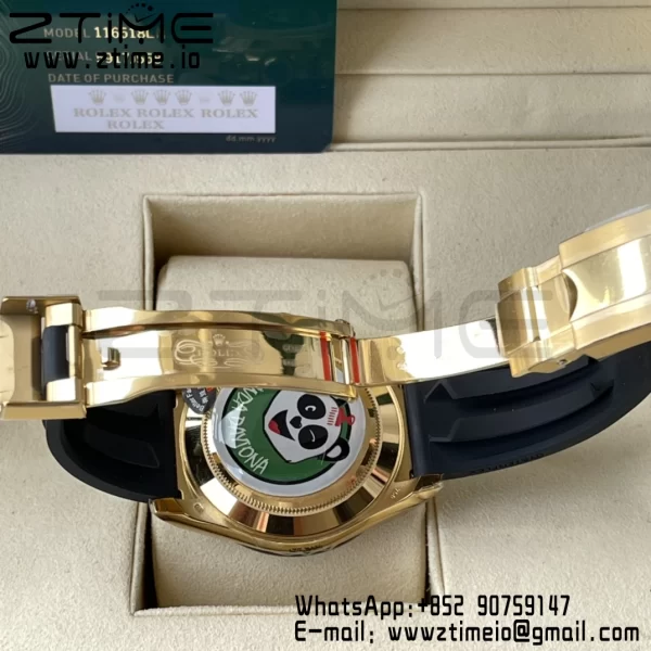 Daytona 116518 BTF 1:1 Best Edition YG/quadrante nero su cinturino in gomma Oysterflex SA4130 V2 - Orologio super clone | 1:1 Best Version