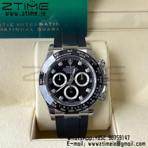 Rolex Daytona 116519 BTF 1:1 Best Edition Black Diamonds Dial on Oysterflex Rubber Strap SA4130 V2 - Super Clone Watch | 1:1 Best Version