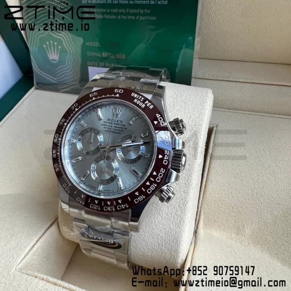 Rolex Daytona 116506 Brown Ceramic BTF 1:1 Best Edition Ice Blue Dial Crystal Marker on SS Bracelet SA4130 V2 - Super Clone Watch | 1:1 Best Version