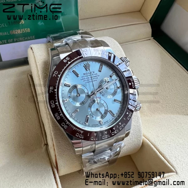 Rolex Daytona 116506 Brown Ceramic BTF 1:1 Best Edition Ice Blue Dial Crystal Marker on SS Bracelet SA4130 V2 - Super Clone Watch | 1:1 Best Version