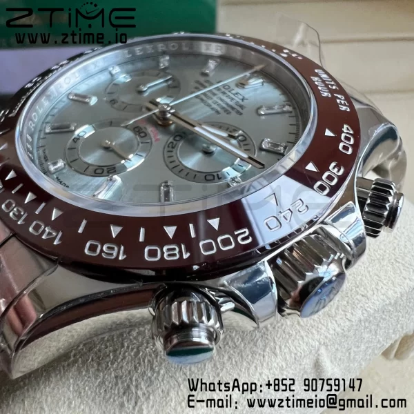 Rolex Daytona 116506 Brown Ceramic BTF 1:1 Best Edition Ice Blue Dial Crystal Marker on SS Bracelet SA4130 V2 - Super Clone Watch | 1:1 Best Version