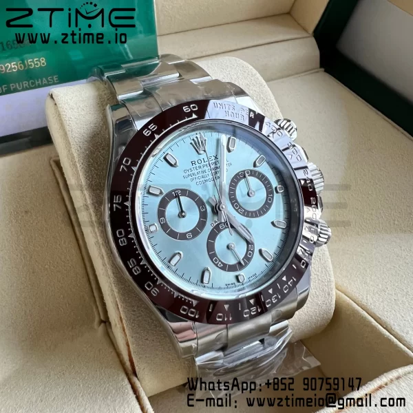 Rolex Daytona 116506 Brown Ceramic BTF 1:1 Best Edition Ice Blue Dial on SS Bracelet SA4130 V2 - Super Clone Watch | 1:1 Nejlepší verze