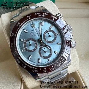 Rolex Daytona 116506 Brown Ceramic BTF 1:1 Best Edition Ice Blue Dial on SS Bracelet SA4130 V2 - Super Clone Watch | 1:1 Nejlepší verze