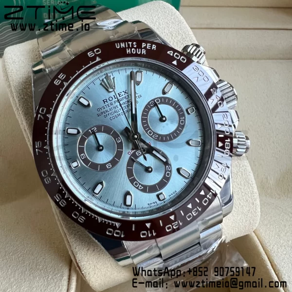 Rolex Daytona 116506 Brown Ceramic BTF 1:1 Best Edition Ice Blue Dial on SS Bracelet SA4130 V2 - Super Clone Watch | 1:1 Nejlepší verze