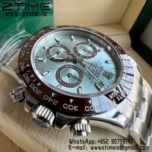 Rolex Daytona 116506 Brown Ceramic BTF 1:1 Best Edition Ice Blue Dial on SS Bracelet SA4130 V2 - Super Clone Watch | 1:1 Nejlepší verze