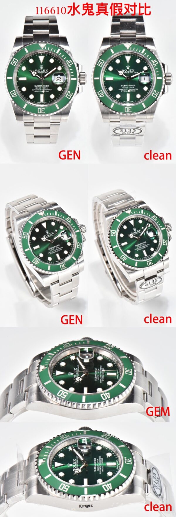 Rolex Submariner 116610 LV Green Ceramic Clean Factory 1:1 Best Edition 904L SS Case and Bracelet VS3135 - Super Clone Watch | 1:1 Best Version