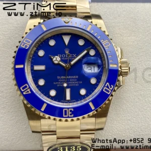 Rolex Submariner 116618 LB Blue Ceramic YG Plated 904L Steel Clean Factory 1:1 Best Edition VS3135 - Super Clone Watch | 1:1 Best Version
