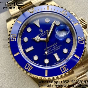 Rolex Submariner 116618 LB Blue Ceramic YG Plated 904L Steel Clean Factory 1:1 Best Edition VS3135 - Super Clone Watch | 1:1 Best Version