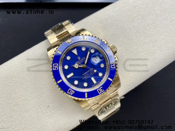 Rolex Submariner 116618 LB Blue Ceramic YG Plated 904L Steel Clean Factory 1:1 Best Edition VS3135 - Super Clone Watch | 1:1 Best Version