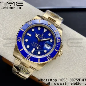 Rolex Submariner 116618 LB Blue Ceramic YG Plated 904L Steel Clean Factory 1:1 Best Edition VS3135 - Super Clone Watch | 1:1 Best Version