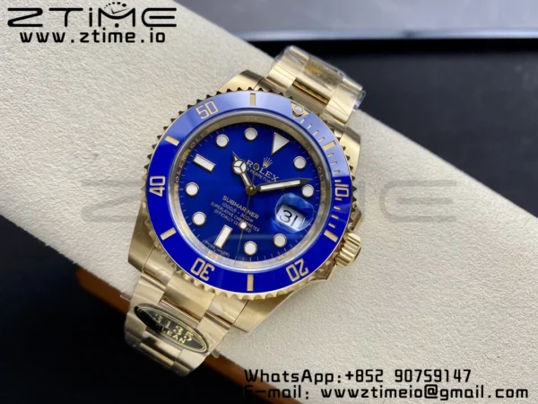 Rolex Submariner 116618 LB Blue Ceramic YG Plated 904L Steel Clean Factory 1:1 Best Edition VS3135 - Super Clone Watch | 1:1 Best Version