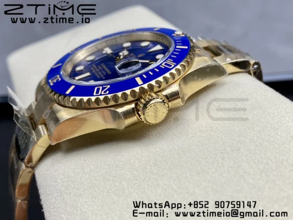 Rolex Submariner 116618 LB Blue Ceramic YG Plated 904L Steel Clean Factory 1:1 Best Edition VS3135 - Super Clone Watch | 1:1 Best Version