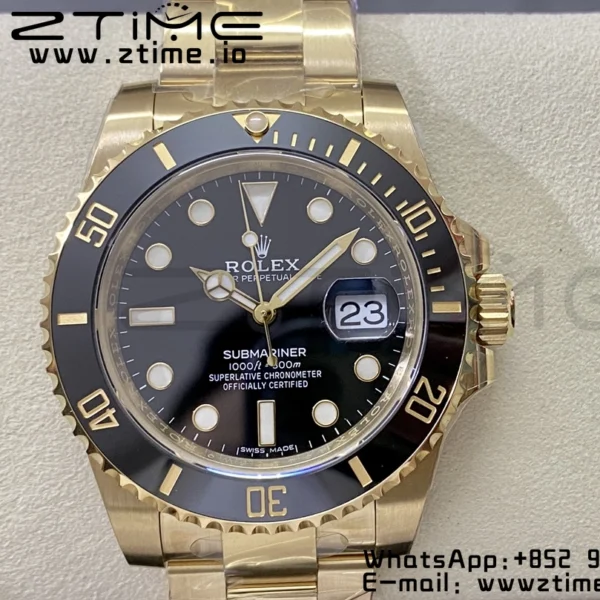 Rolex Submariner 116618 LN Black Ceramic YG Plated 904L Steel Clean Factory 1:1 Best Edition VS3135 - Super Clone Watch | 1:1 Best Version