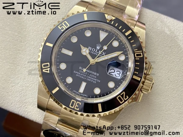 Rolex Submariner 116618 LN Black Ceramic YG Plated 904L Steel Clean Factory 1:1 Best Edition VS3135 - Super Clone Watch | 1:1 Best Version