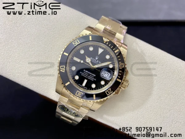 Rolex Submariner 116618 LN Black Ceramic YG Plated 904L Steel Clean Factory 1:1 Best Edition VS3135 - Super Clone Watch | 1:1 Best Version