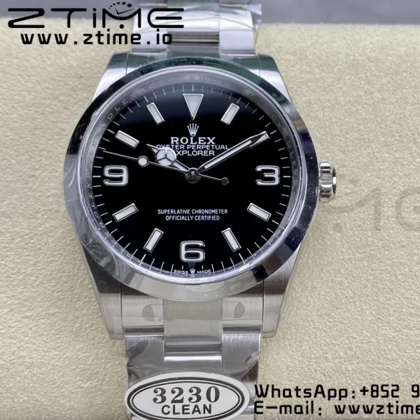 Rolex Explorer I 214270 36mm Clean 1:1 Best Edition Black Dial on SS Bracelet VR3132 - Super Clone Watch | 1:1 Best Version