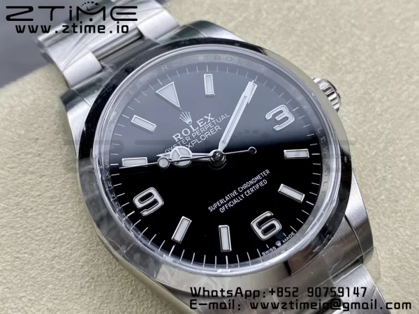 Rolex Explorer I 214270 36mm Clean 1:1 Best Edition Black Dial on SS Bracelet VR3132 - Super Clone Watch | 1:1 Best Version