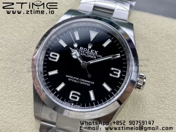 Rolex Explorer I 214270 36mm Clean 1:1 Best Edition Black Dial on SS Bracelet VR3132 - Super Clone Watch | 1:1 Best Version
