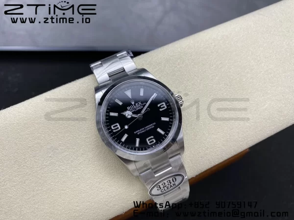 Rolex Explorer I 214270 36mm Clean 1:1 Best Edition Black Dial on SS Bracelet VR3132 - Super Clone Watch | 1:1 Best Version
