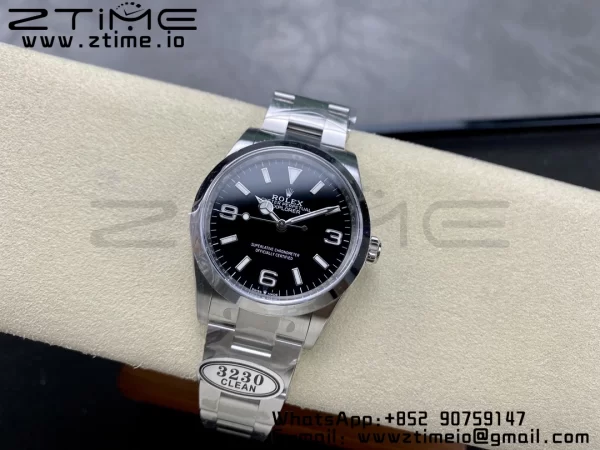 Rolex Explorer I 214270 36mm Clean 1:1 Best Edition Black Dial on SS Bracelet VR3132 - Super Clone Watch | 1:1 Best Version