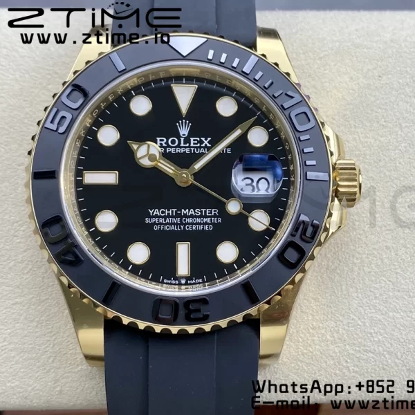 Rolex Yacht-Master 42mm 226658 YG Clean Factory 1:1 Best Edition Ceramic Bezel Black Dial on Oysterflex Strap VR3235 - Super Clone Watch | 1:1 Best Version