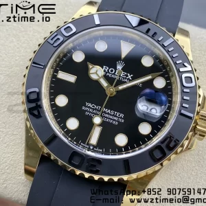 Rolex Yacht-Master 42mm 226658 YG Clean Factory 1:1 Best Edition Ceramic Bezel Black Dial on Oysterflex Strap VR3235 - Super Clone Watch | 1:1 Best Version