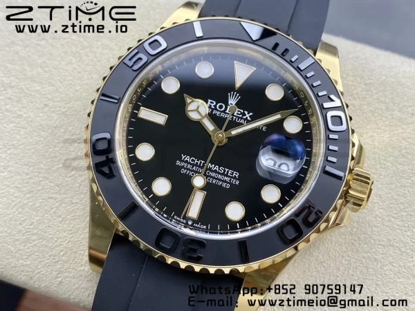 Rolex Yacht-Master 42mm 226658 YG Clean Factory 1:1 Best Edition Ceramic Bezel Black Dial on Oysterflex Strap VR3235 - Super Clone Watch | 1:1 Best Version