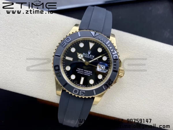 Rolex Yacht-Master 42mm 226658 YG Clean Factory 1:1 Best Edition Ceramic Bezel Black Dial on Oysterflex Strap VR3235 - Super Clone Watch | 1:1 Best Version