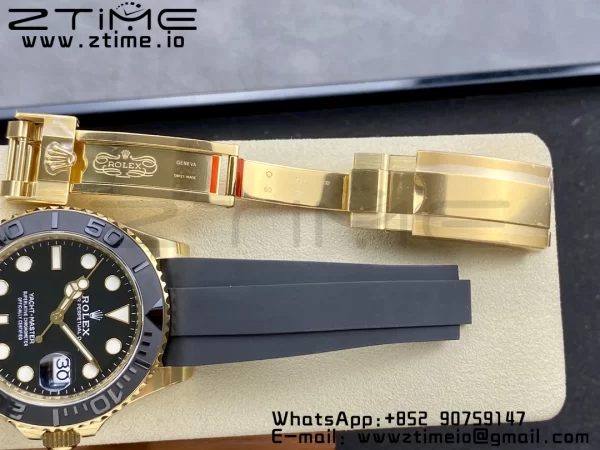 Rolex Yacht-Master 42mm 226658 YG Clean Factory 1:1 Best Edition Ceramic Bezel Black Dial on Oysterflex Strap VR3235 - Super Clone Watch | 1:1 Best Version
