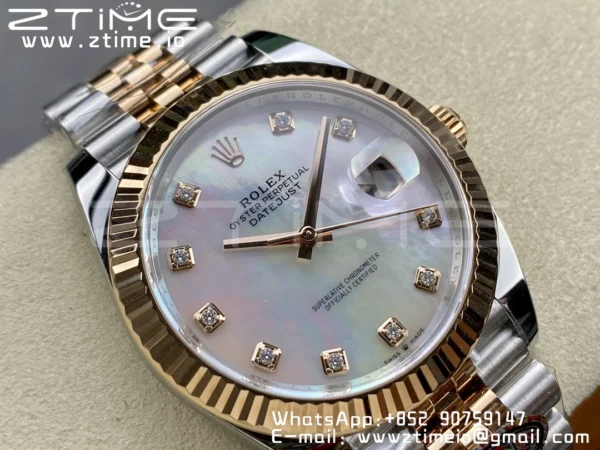 Rolex DateJust 41mm 126331 904L SS Clean 1:1 Best Edition MOP Dial on SS/RG Jubilee Bracelet VR3235 - Super Clone Watch | 1:1 Best Version