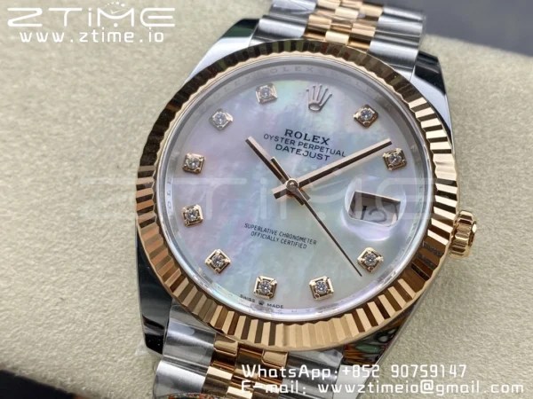 Rolex DateJust 41mm 126331 904L SS Clean 1:1 Best Edition MOP Dial on SS/RG Jubilee Bracelet VR3235 - Super Clone Watch | 1:1 Best Version