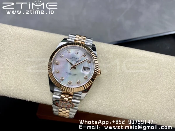 Rolex DateJust 41mm 126331 904L SS Clean 1:1 Best Edition MOP Dial on SS/RG Jubilee Bracelet VR3235 - Super Clone Watch | 1:1 Best Version