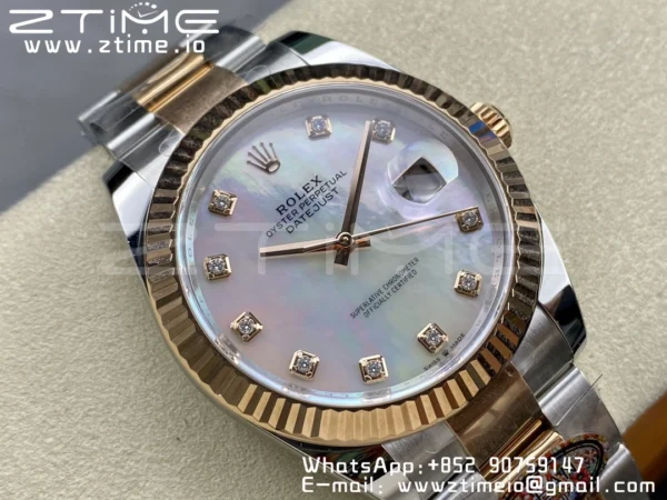 Rolex DateJust 41mm 126331 904L SS Clean 1:1 Best Edition MOP Dial on SS/RG Oyster Bracelet VR3235 - Super Clone Watch | 1:1 Best Version
