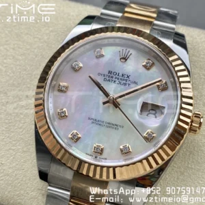 Rolex DateJust 41mm 126331 904L SS Clean 1:1 Best Edition MOP Dial on SS/RG Oyster Bracelet VR3235 - Super Clone Watch | 1:1 Best Version