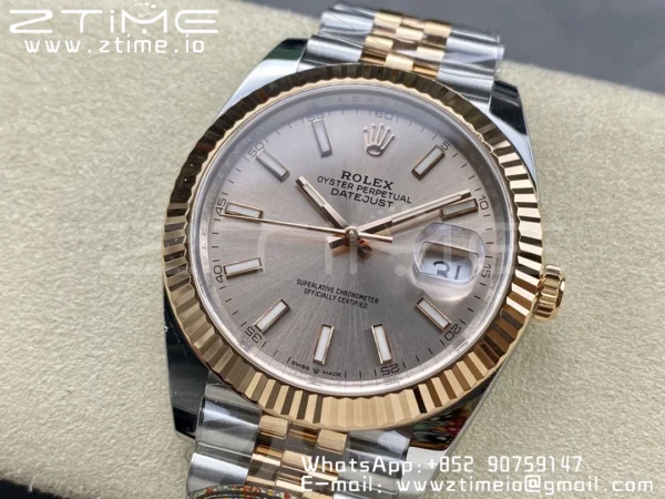 Rolex Rolex DateJust 41 126331 904L SS/RG Clean 1:1 Best Edition Champagne Dial on Jubilee Bracelet VR3235 - Super Clone Watch | 1:1 Best Version