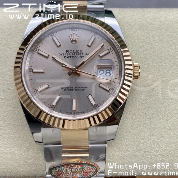 Rolex DateJust 41 126331 904L SS/RG Clean 1:1 Best Edition Champagne Dial pe brățară Oyster VR3235 - Super Clone Watch | 1:1 Best Version