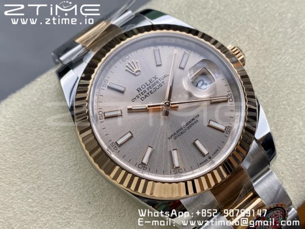 Rolex DateJust 41 126331 904L SS/RG Clean 1:1 Best Edition Champagne Dial pe brățară Oyster VR3235 - Super Clone Watch | 1:1 Best Version