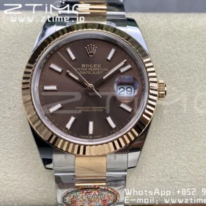 Rolex DateJust 41mm 126331 904L SS Clean 1:1 Best Edition Brown Dial on SS/RG Oyster Bracelet VR3235 - Super Clone Watch | 1:1 Best Version