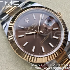 Rolex DateJust 41mm 126331 904L SS Clean 1:1 Best Edition Brown Dial on SS/RG Oyster Bracelet VR3235 - Super Clone Watch | 1:1 Best Version
