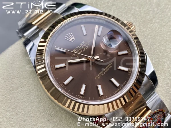 Rolex DateJust 41mm 126331 904L SS Clean 1:1 Best Edition Brown Dial on SS/RG Oyster Bracelet VR3235 - Super Clone Watch | 1:1 Best Version