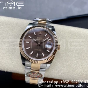 Rolex DateJust 41mm 126331 904L SS Clean 1:1 Best Edition Brown Dial on SS/RG Oyster Bracelet VR3235 - Super Clone Watch | 1:1 Best Version
