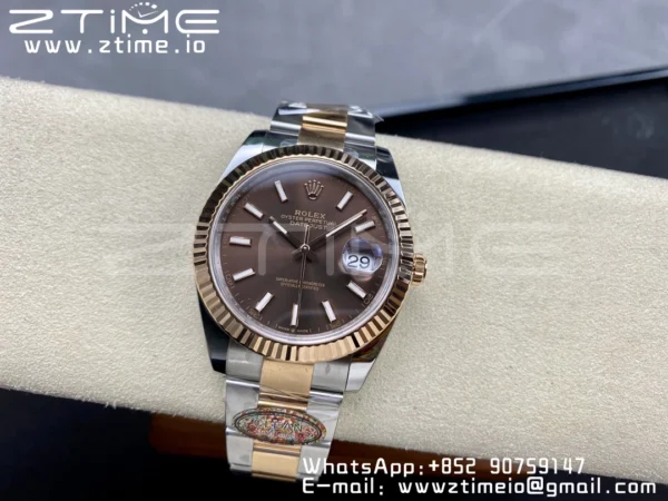 Rolex DateJust 41mm 126331 904L SS Clean 1:1 Best Edition Brown Dial on SS/RG Oyster Bracelet VR3235 - Super Clone Watch | 1:1 Best Version
