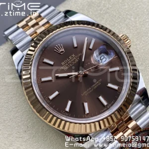 Rolex DateJust 41mm 126331 904L SS Clean 1:1 Best Edition Brown Dial on SS/RG Jubilee Bracelet VR3235 - Super Clone Watch | 1:1 Best Version