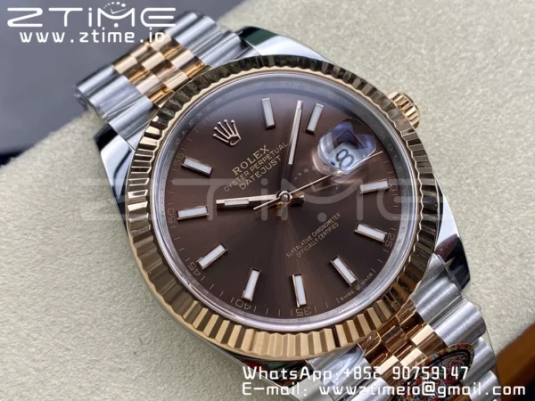 Rolex DateJust 41mm 126331 904L SS Clean 1:1 Best Edition Brown Dial on SS/RG Jubilee Bracelet VR3235 - Super Clone Watch | 1:1 Best Version
