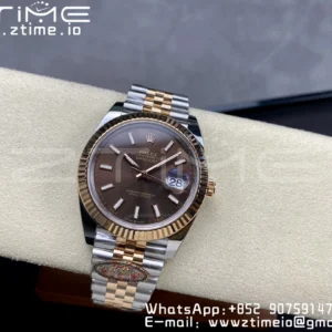Rolex DateJust 41mm 126331 904L SS Clean 1:1 Best Edition Brown Dial on SS/RG Jubilee Bracelet VR3235 - Super Clone Watch | 1:1 Best Version